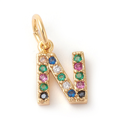 Brass Micro Pave Colorful Cubic Zirconia Charms ZIRC-F092-01-N-1