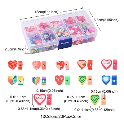 200Pcs 10 Styles Handmade Polymer Clay Beads CLAY-FS0001-29-1