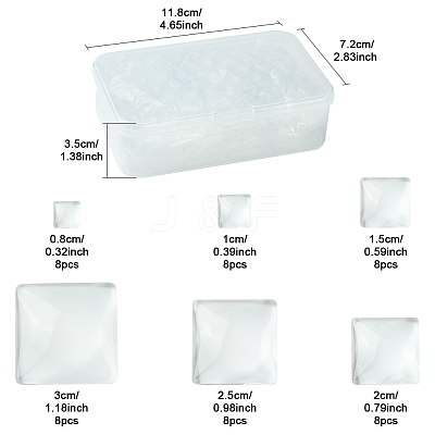 48Pcs 6 Styles Transparent Square Glass Cabochons GGLA-FS0001-06-1