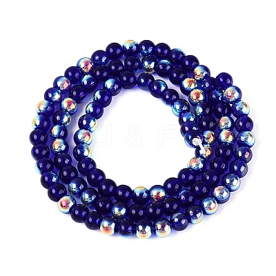 Electroplate Transparent Glass Beads Strands EGLA-Q132-4MM-A15-1