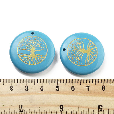 Dyed Synthetic Turquoise Carved Pendants G-H007-06H-1