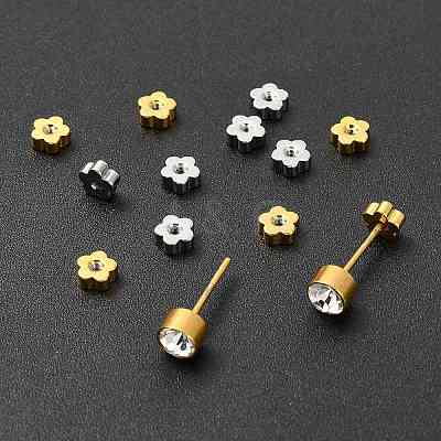 40Pcs 4 Styles Stainless Steel Ear Nuts STAS-FS0002-21-1