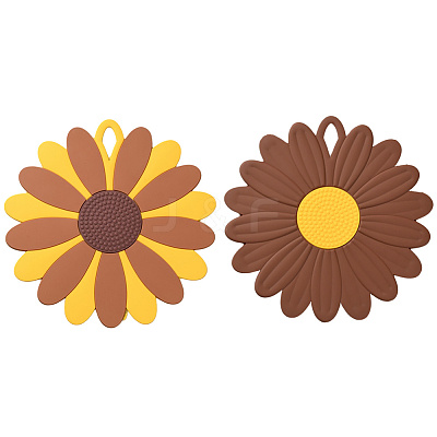 2Pcs 2 Style Flower Silicone Hot Pads AJEW-GF0011-17B-1