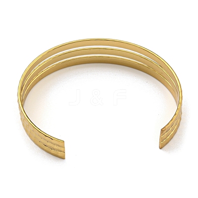 PVD Vacuum Plating 202 Stainless Steel Multi-strand Open Cuff Bangles for Women BJEW-M317-07B-G-1