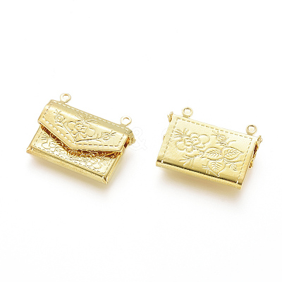 Brass Locket Pendants X-KK-G386-11G-1