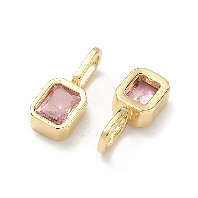 Brass Micro Pave Cubic Zirconia Pendants KK-C252-10G-1