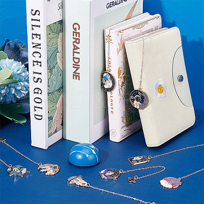 8Pcs 8 Style Alloy Enamel Astronaut Bookmark AJEW-PH0004-34-1