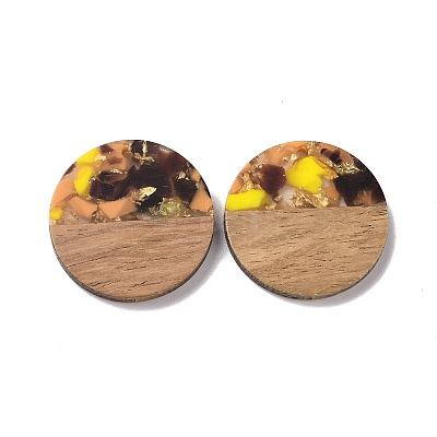 Transparent Resin & Walnut Wood Pendants RESI-N025-045A-1