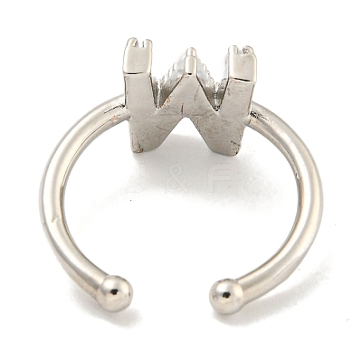 Rack Plating Brass Open Cuff Rings for Women RJEW-F162-01P-W-1