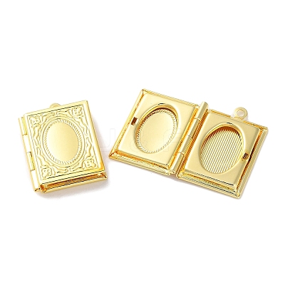 Rack Plating Brass Locket Pendants KK-F090-04G-1