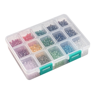 15 Colors Electroplate Glass Beads EGLA-JP0002-02B-4mm-1
