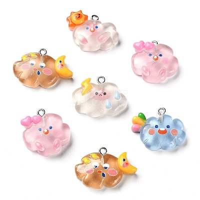 25Pcs 5 Styles Translucent Resin Pendants RESI-CJ0003-07-1