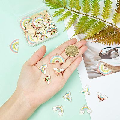 60Pcs 6 Style Alloy Enamel Pendants ENAM-NB0001-53-1