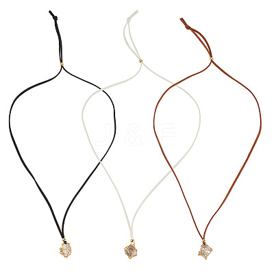 3Pcs Faux Suede Macrame Pouch  Pendant Necklaces NJEW-TAC0052-01-1