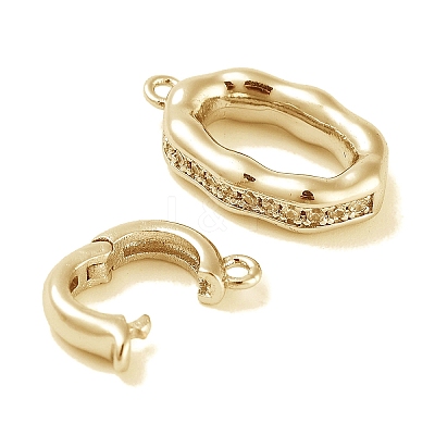 Brass Micro Pave CLear Cubic Zirconia Interlocking Clasps KK-C051-49G-1