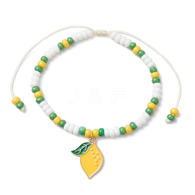 9Pcs Fruit Theme Alloy Enamel Charm Bracelets BJEW-MZ00206-03-1