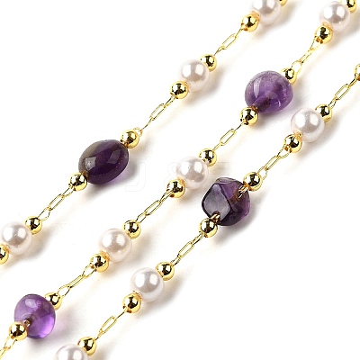 Handmade Natural Amethyst Nuggets Beaded Chains CHC-F020-06G-02-1