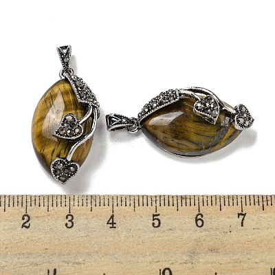 Natural Tiger Eye Horse Eye Pendants G-F766-01AS-08-1