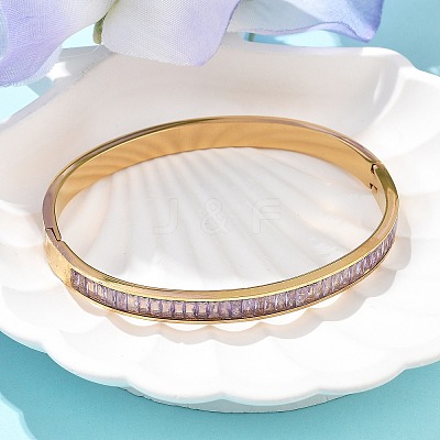 304 Stainless Steel Rhinestone Bangles for Women BJEW-Z092-02G-1