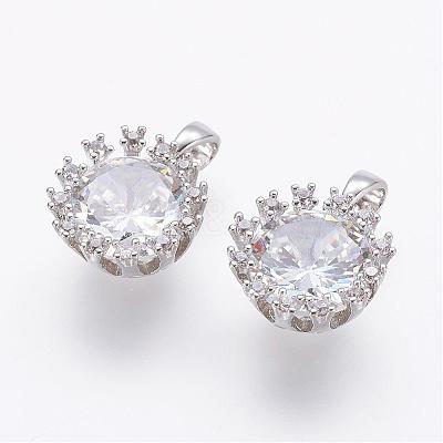 Brass Micro Pave Cubic Zirconia Charms KK-E704-12P-1