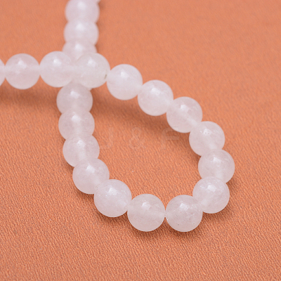 Round Natural White Jade Bead Strands X-G-R345-8mm-06-1