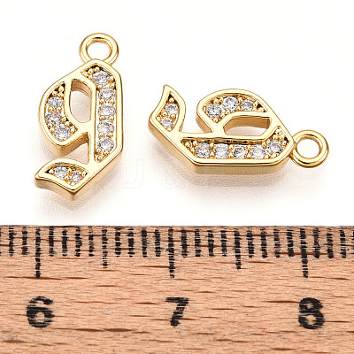 Brass Micro Pave Cubic Zirconia Charms KK-N261-104J-G-1