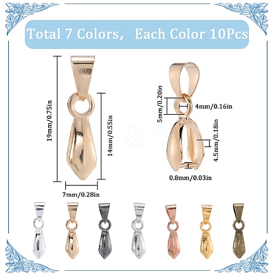 70Pcs 7 Colors Alloy Ice Pick Pinch Bails for Pendant Making FIND-SP0002-03-1