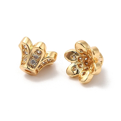 Plating Brass Micro Pave Cubic Zirconia Bead Caps KK-B074-70G-1