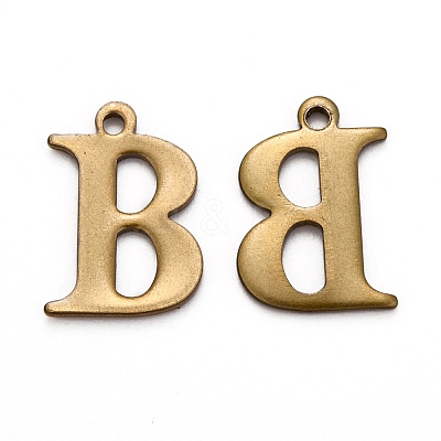 304 Stainless Steel Alphabet Charms STAS-H122-B-AB-1