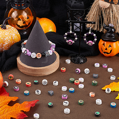Christmas/Halloween Theme 300Pcs Handmade Polymer Clay Beads CLAY-SP0001-01A-1