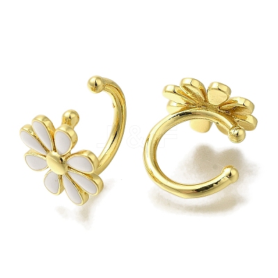 Rack Plating Flower Brass Cuff Earrings EJEW-H016-33G-01-1