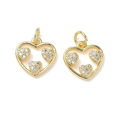 Brass Micro Pave Clear Cubic Zirconia Charms KK-L253-20G-01-1