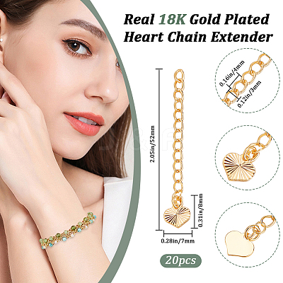 20Pcs Brass Chain Extender KK-BBC0016-37-1