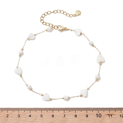 Summer Beach Natural White Shell Link Chain Anklets AJEW-AN00771-01-1