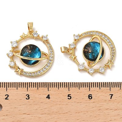 Rack Plating Brass Micro Pave Cubic Zirconia Pendants KK-C037-07G-1