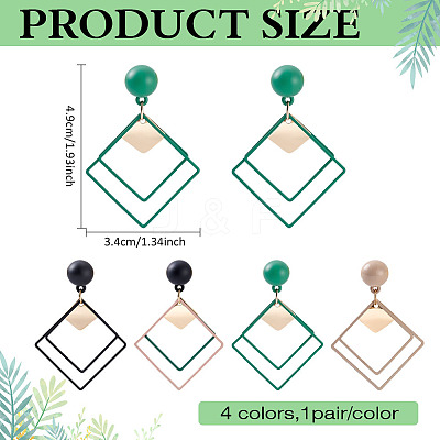4 Pairs 4 Colors Alloy Dangle Stud Earrings EJEW-ME0001-12-1