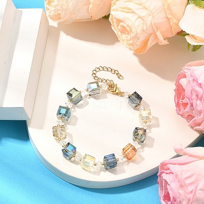 Electroplate Glass Beaded Stretch Bracelets for Women BJEW-JB11213-03-1