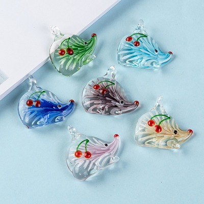 Handmade Lampwork Glass Pendants LAMP-R106-M4-B-1