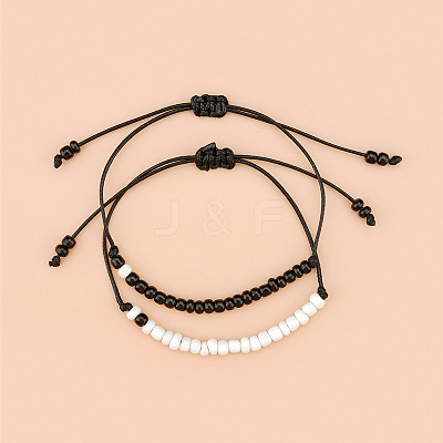 Personalized black and white rice bead wax thread woven bracelet jewelry UZ7262-1
