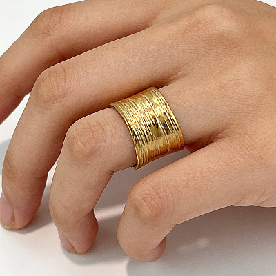 304 Stainless Steel Wide Band Cuff Open Rings RJEW-E300-02G-1