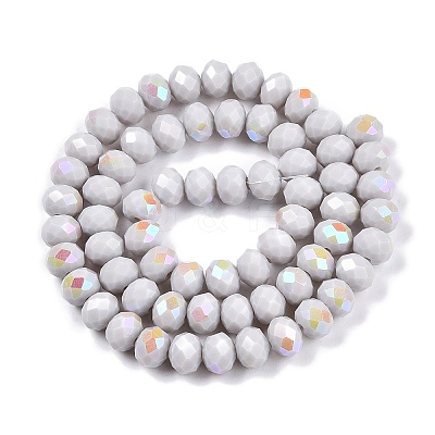 Electroplate Opaque Solid Color Glass Beads Strands EGLA-A044-P8mm-L19-1