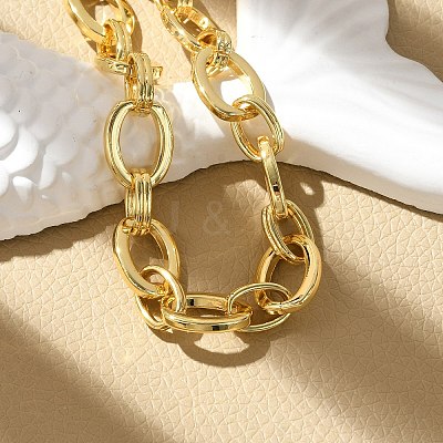 Brass Oval Link Chain Bracelets for Women Men BJEW-K273-10G-1