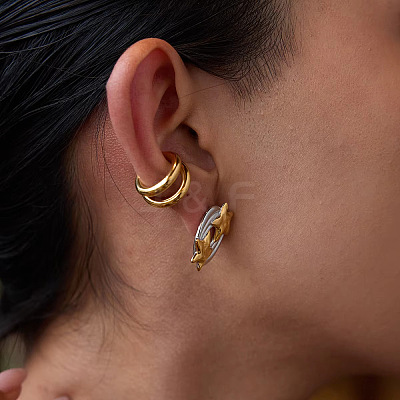 Double Layer 304 Stainless Steel Clip-on Earrings for Women EX6608-1