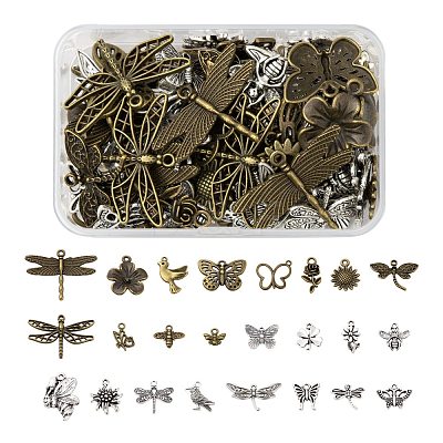 96Pcs 24 Style Tibetan Style Alloy Pendants TIBE-LS0001-03-1