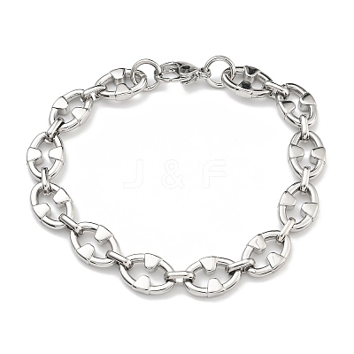 304 Stainless Steel Link Chain Bracelets BJEW-H618-02P-1