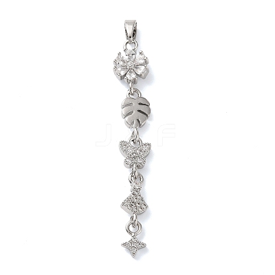Brass Micro Pave Clear Cubic Zirconia Pendants KK-D101-01B-P-1