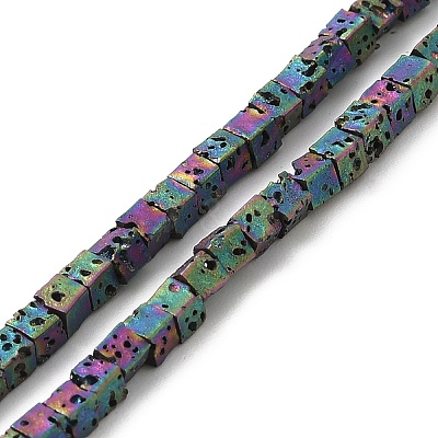 Electroplated Natural Lava Rock Beads Strands G-Q1009-B01-02H-1