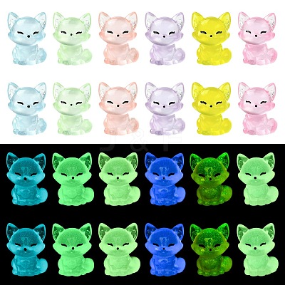 30Pcs 6 Colors Luminous Resin Fox Display Decoration CRES-CJ0001-81-1