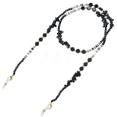 1Pc Polymer Clay with Alloy and Crystal Neck Strap for Eyeglasses AJEW-CN0005-04A-1