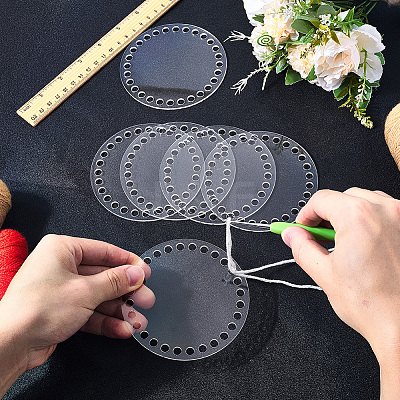 6Pcs Flat Round Acrylic Sheet MACR-CP0001-01B-1